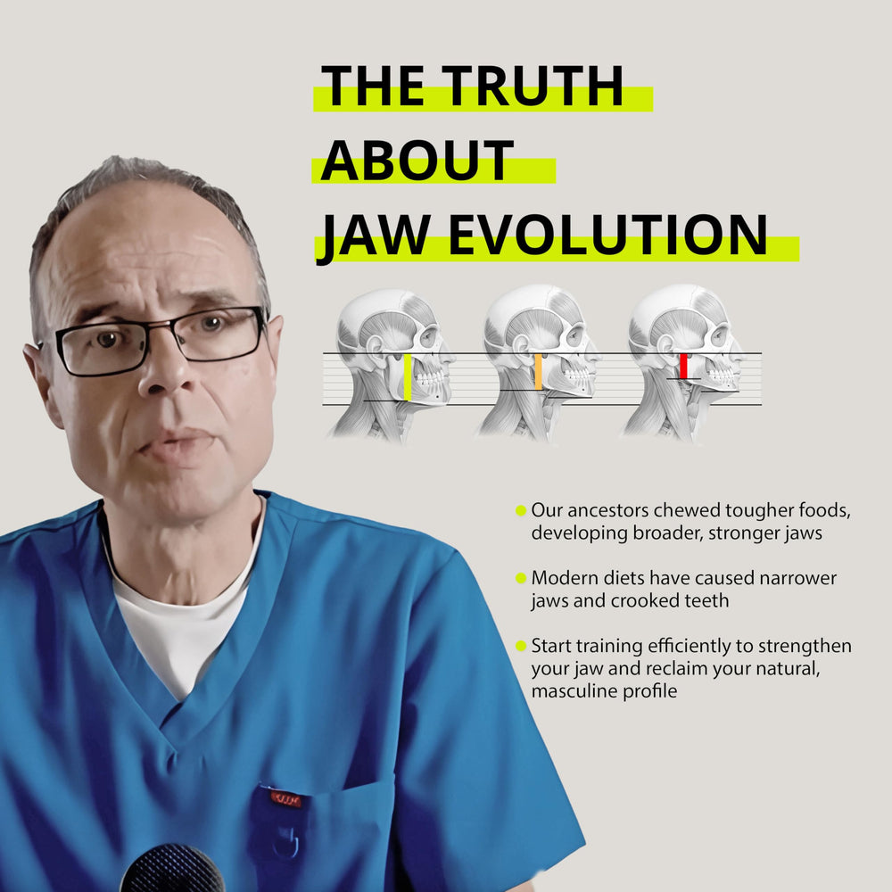 Jawliner training session in progress with user gripping gum.