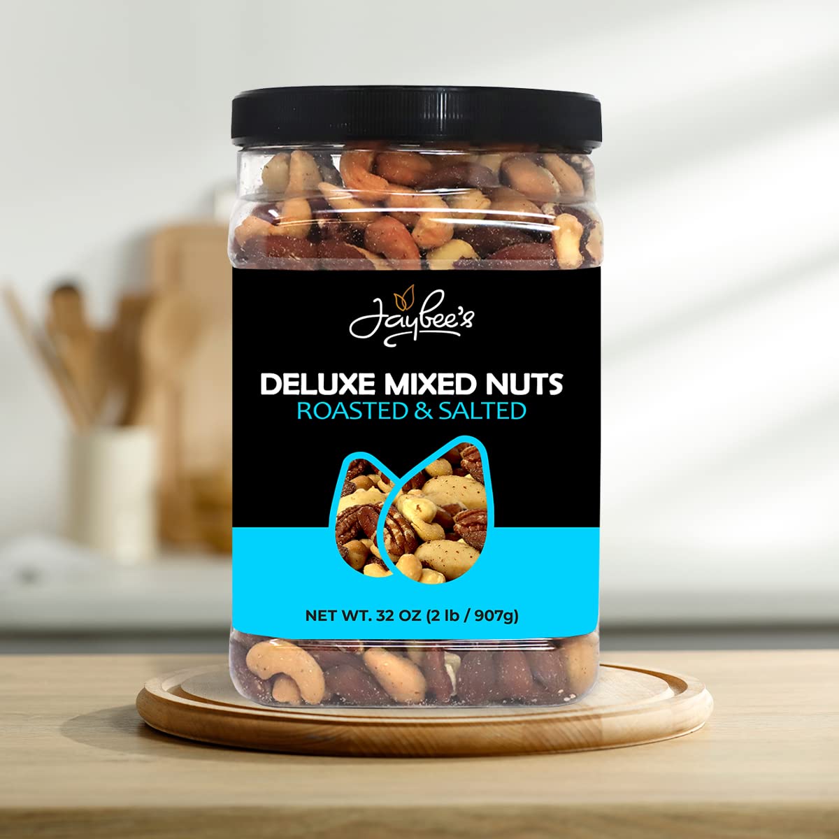 Gift-ready packaging from Jaybee's Mixed Nuts Deluxe for thoughtful holidays.