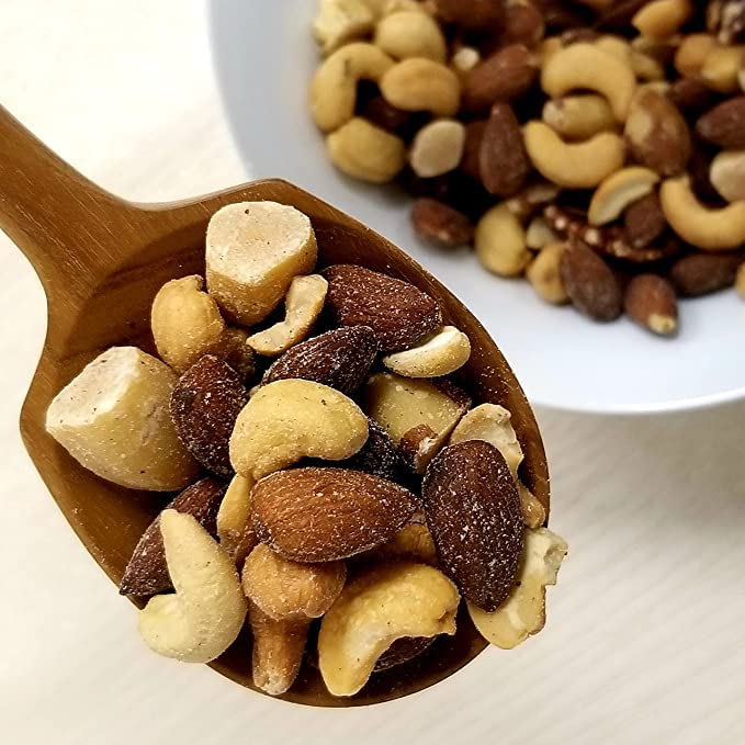 Jaybee's Unsalted Mixed Nuts with Brazil nuts for vitamin-packed crunch.
