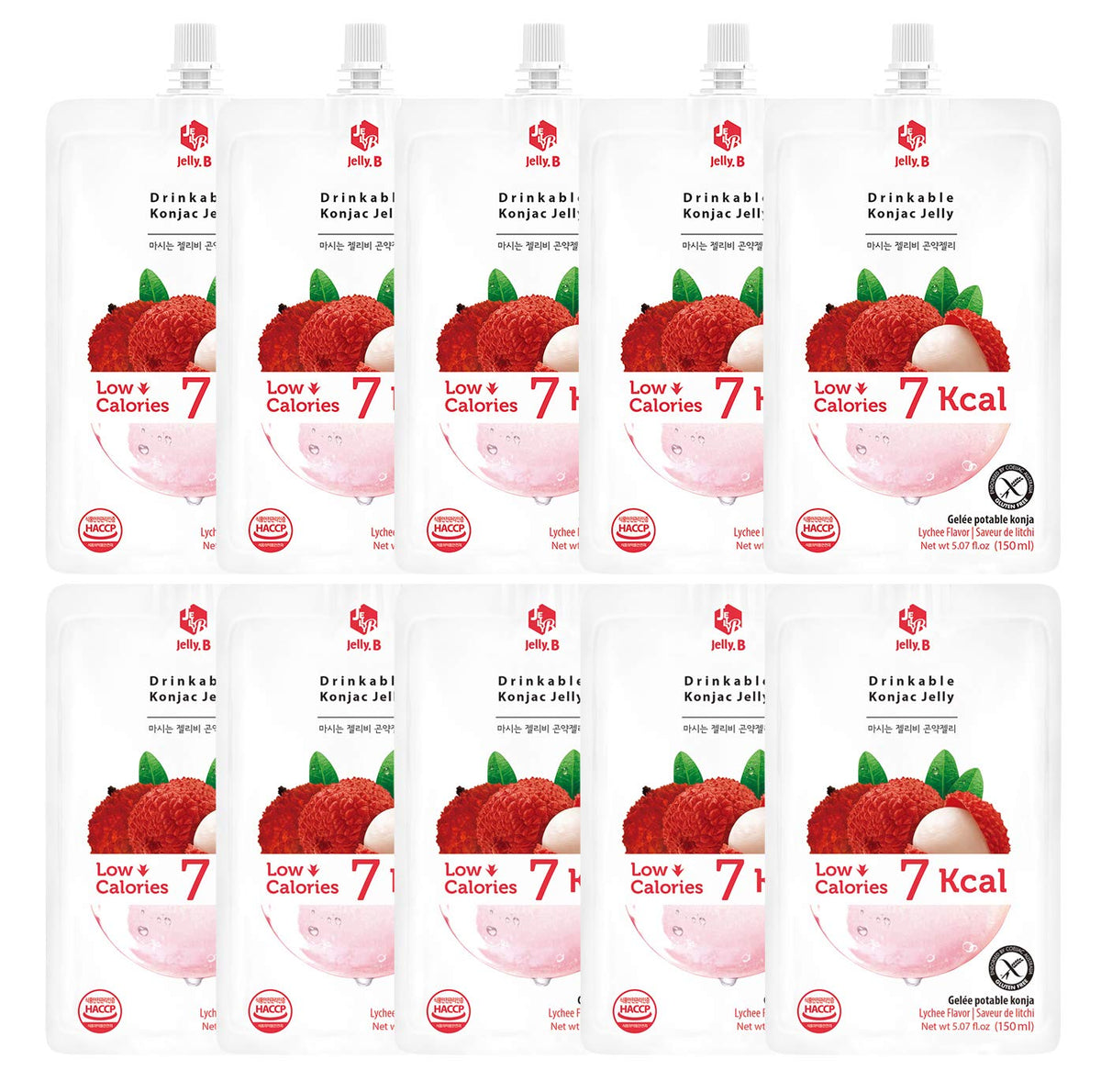 Jayone Jelly B lychee tube ready-to-eat snack with low calories.