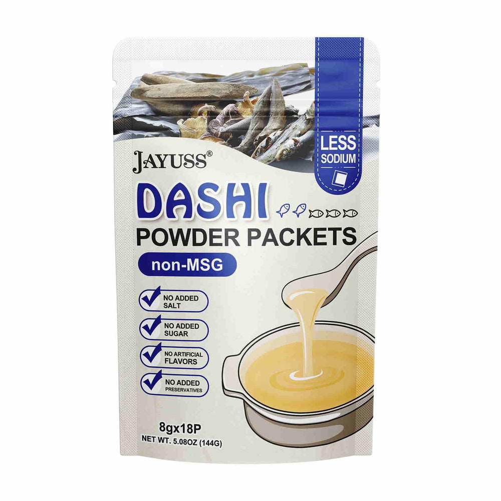 Jayuss Japanese Dashi Packet front view highlights natural ingredients for rich umami