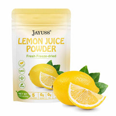 Jayuss Lemon Powder in sealed packaging delivering long-lasting citrus flavor.