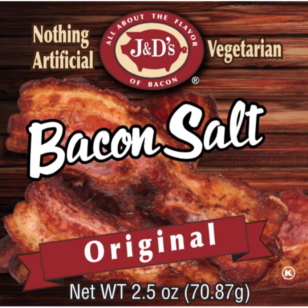Close-up of J&D's Bacon Salt Original granules for smoky flavor