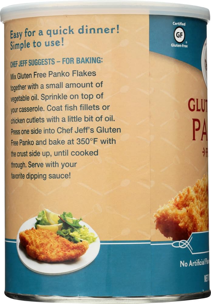 Jeff Nathan Creations gluten-free plain panko crumbs close-up texture for adaptable use.