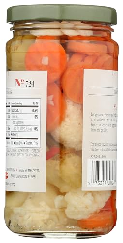 Jeff's Garden Giardiniera 12oz brine glass jar emphasizes savory brine and versatility.