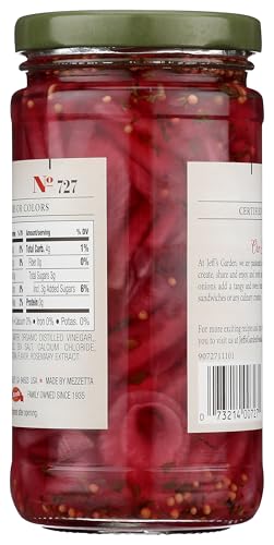 Jeff's Garden Pickled Red Onions label close-up, pantry-ready and easy to locate.