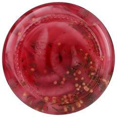 Jeff's Garden Pickled Red Onions served on a plate adds tang to salads.