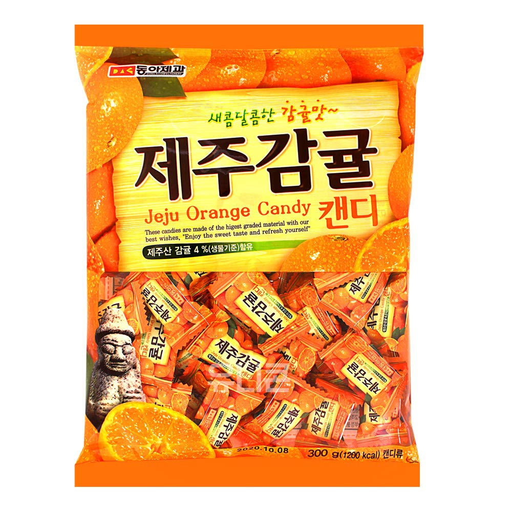 Jeju Orange candy assortment with individually wrapped pieces for party snacks.