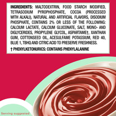 JEL SERT Sprinkles Red Velvet pudding mix label highlights gluten-free and sugar-free options.