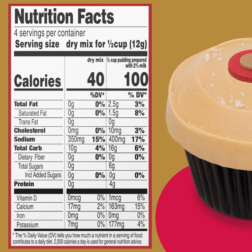 JEL SERT Sprinkles Salted Caramel Cupcake pudding mix ingredients shown