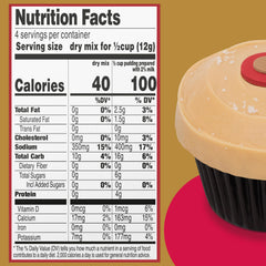 JEL SERT Sprinkles Salted Caramel Cupcake pudding mix ingredients shown