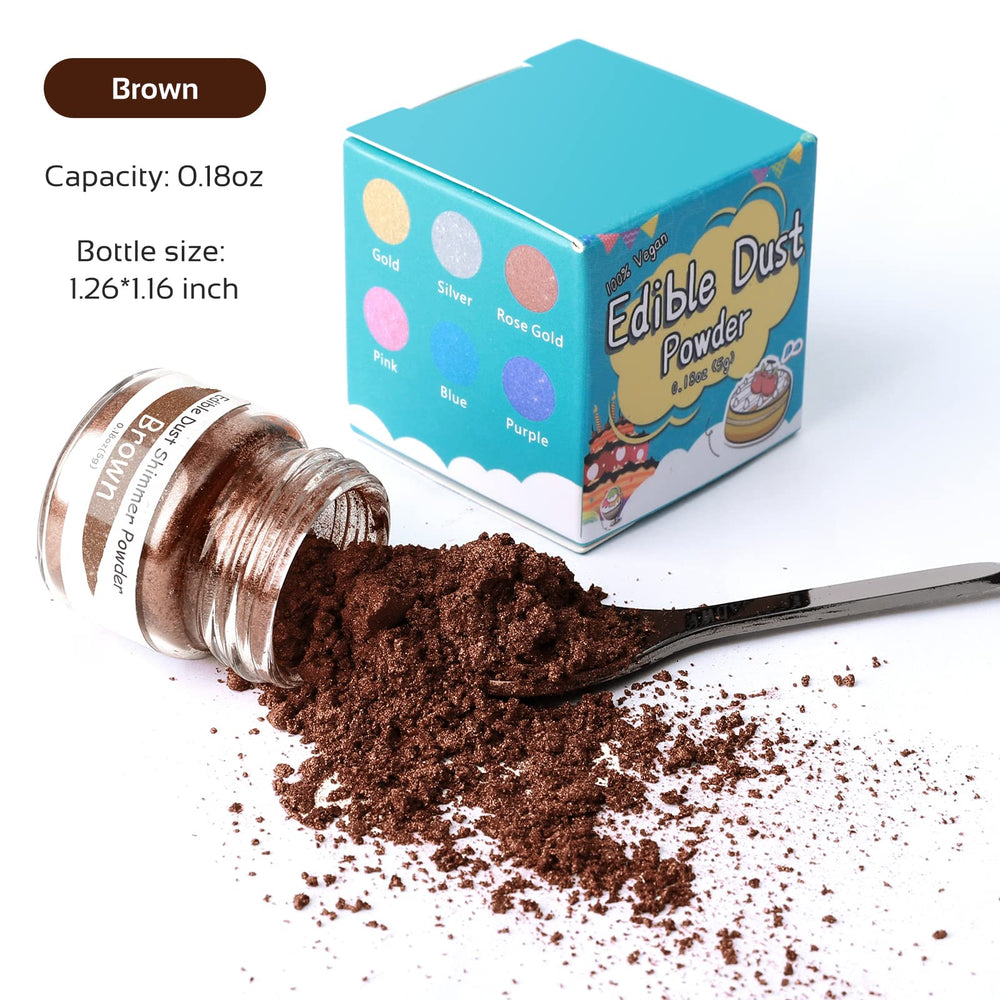Jelife brown edible luster dust closeup highlights fine mica shimmer for glossy finishes