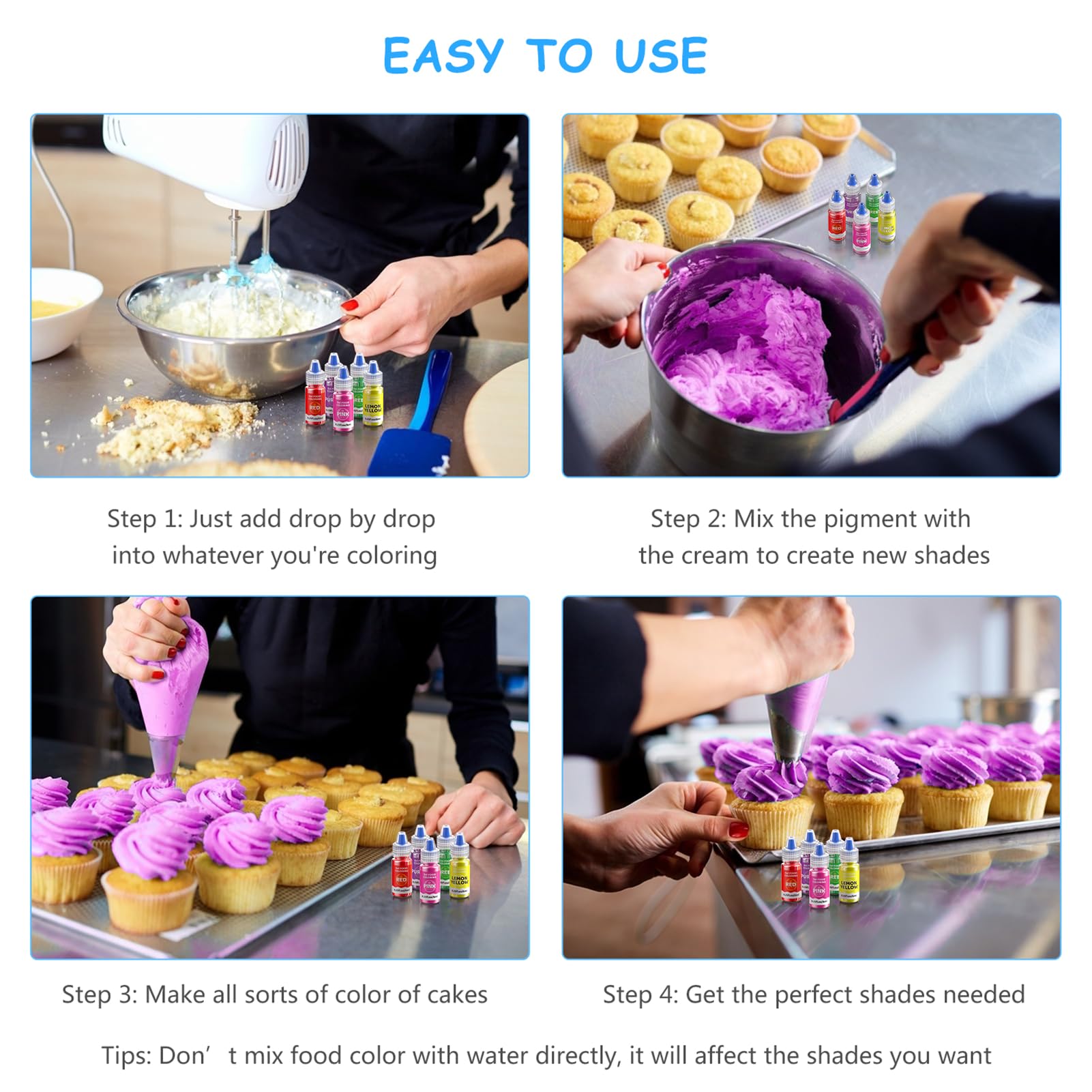Jelife cake decorating colors enhance buttercream and fondant without altering texture.