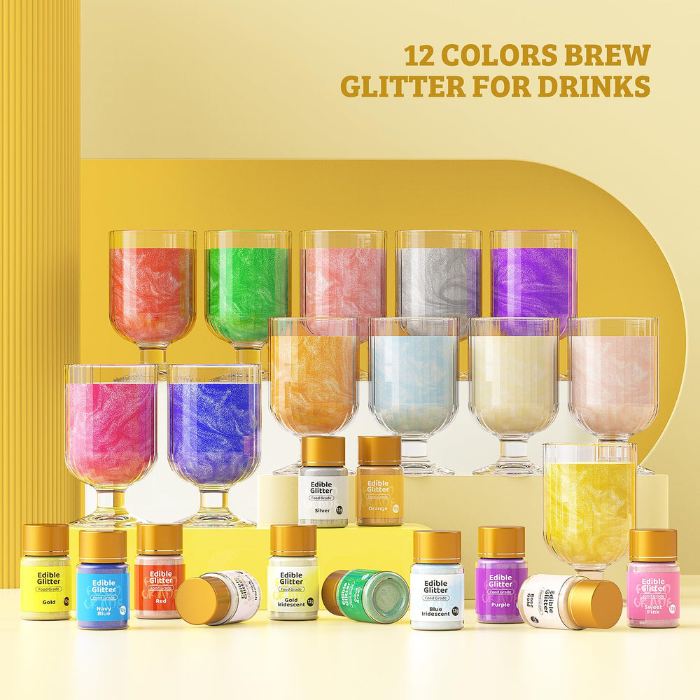 Jelife gold edible glitter in desserts adds metallic highlight.