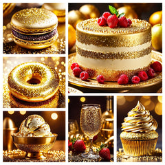 Jelife gold edible glitter on a beverage glass creates glossy sparkle.