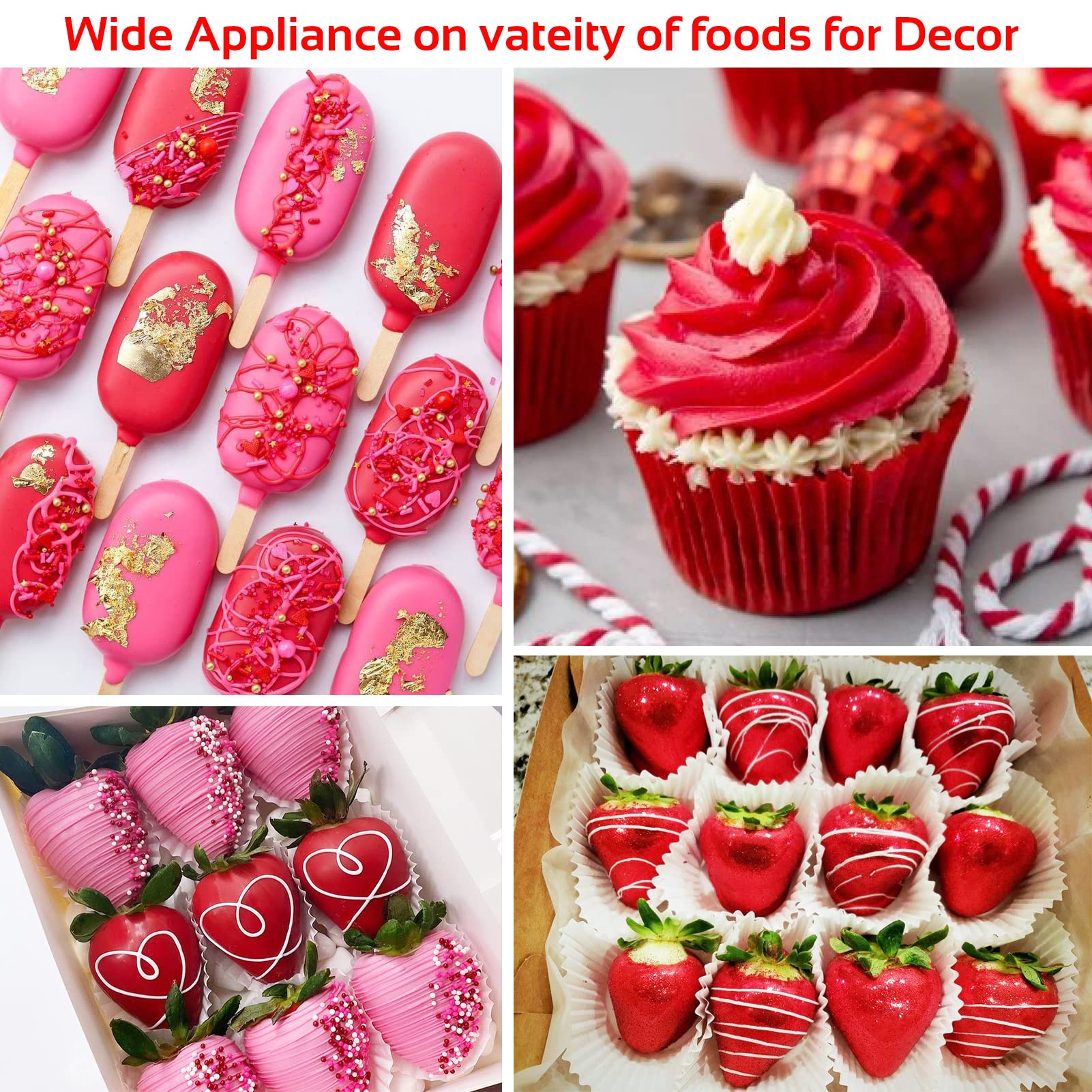 Jelife Red Edible Luster Dust on chocolate adds a glossy finish.