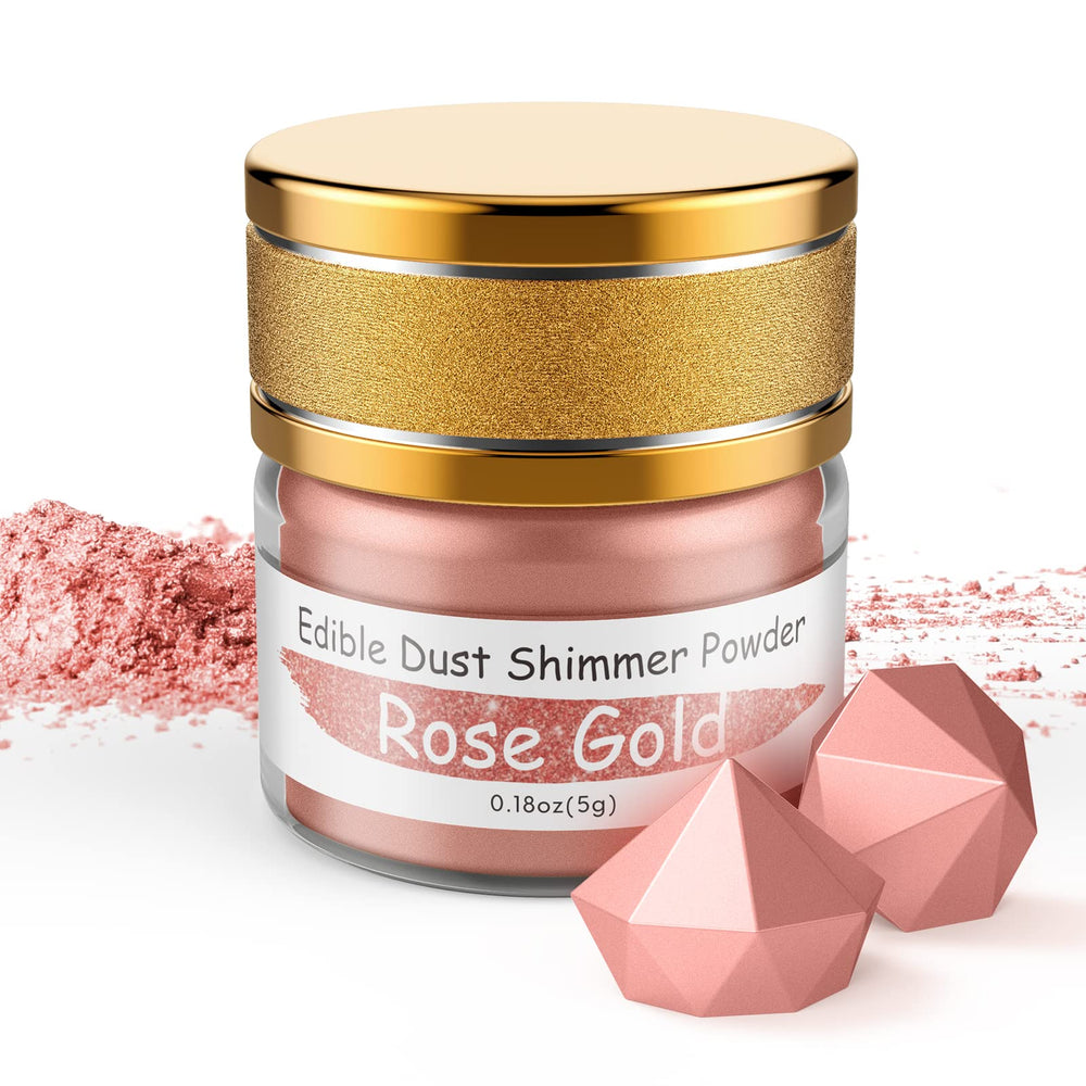 Jelife rose gold edible luster dust jar for cake decorating with luxe shimmer