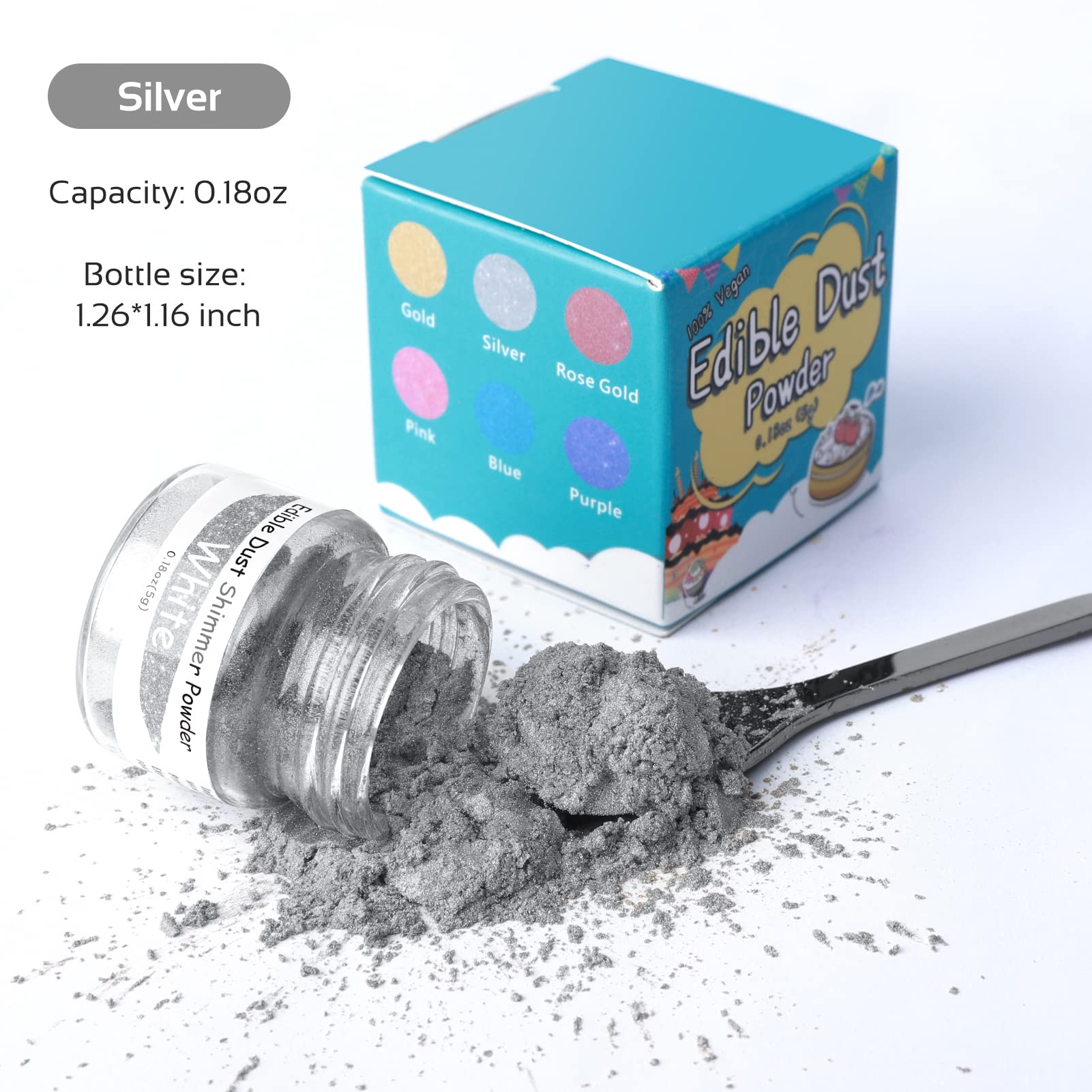 Jelife Silver Edible Luster Dust on fondant for a metallic shimmer