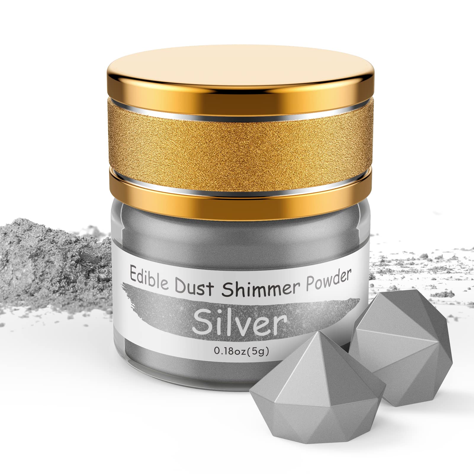 Jelife Silver Edible Luster Dust packaging closeup for premium cake decoration