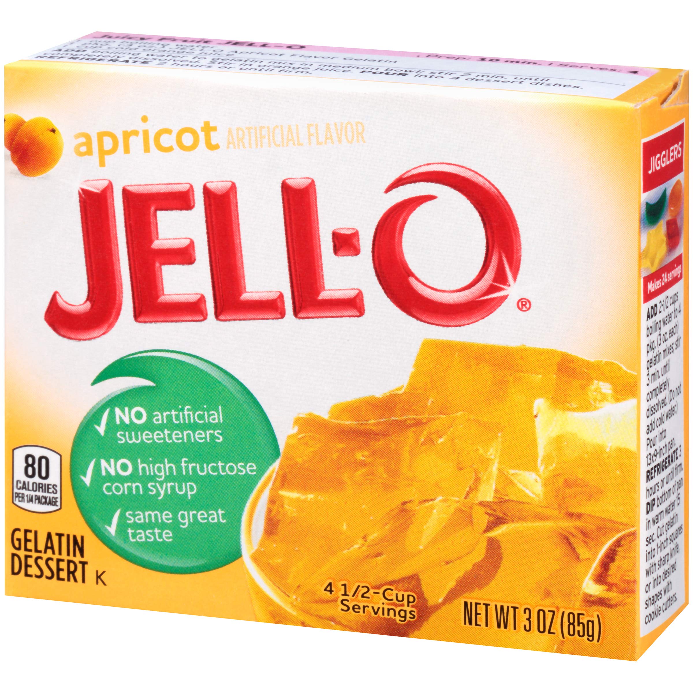 Children enjoy a bright, flavorful Jell-O Apricot Gelatin Mix snack