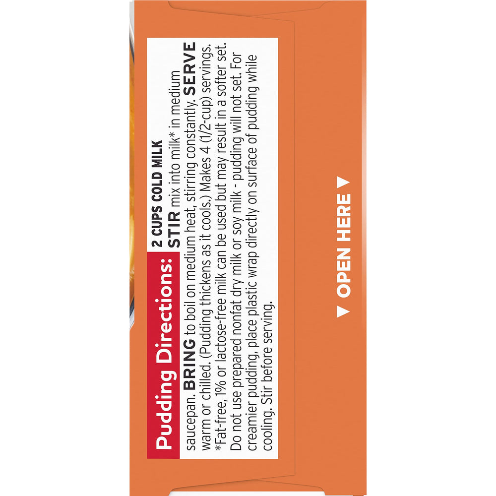 Close-up of Jell-O Butterscotch pudding label on packaging.