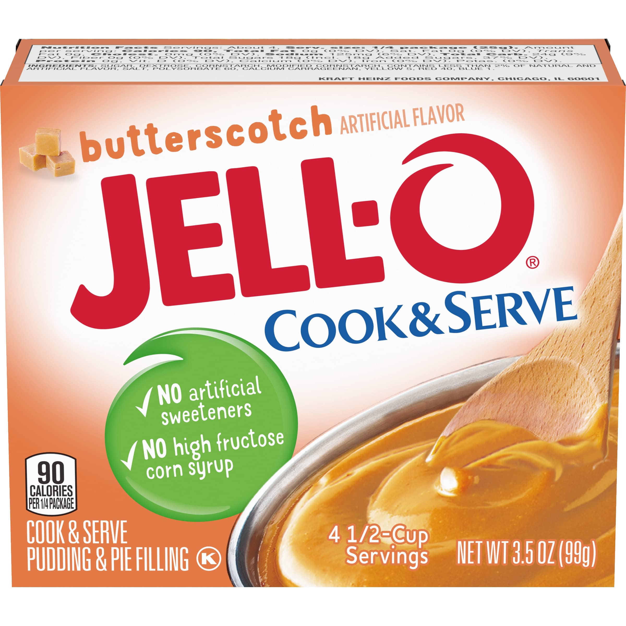 Jell-O Butterscotch pudding ready-to-serve dish with creamy texture.