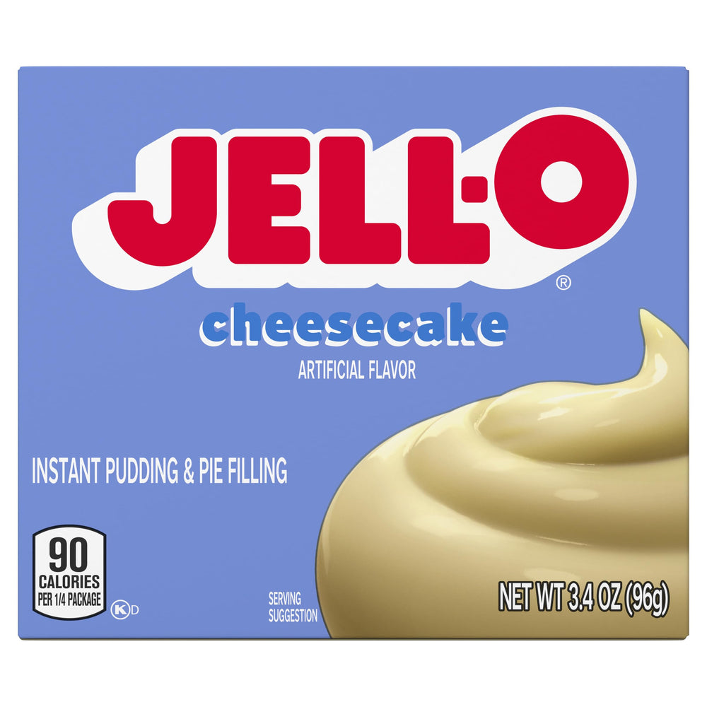 Jell-O Cheesecake pudding used to top crepes, offering dessert versatility.