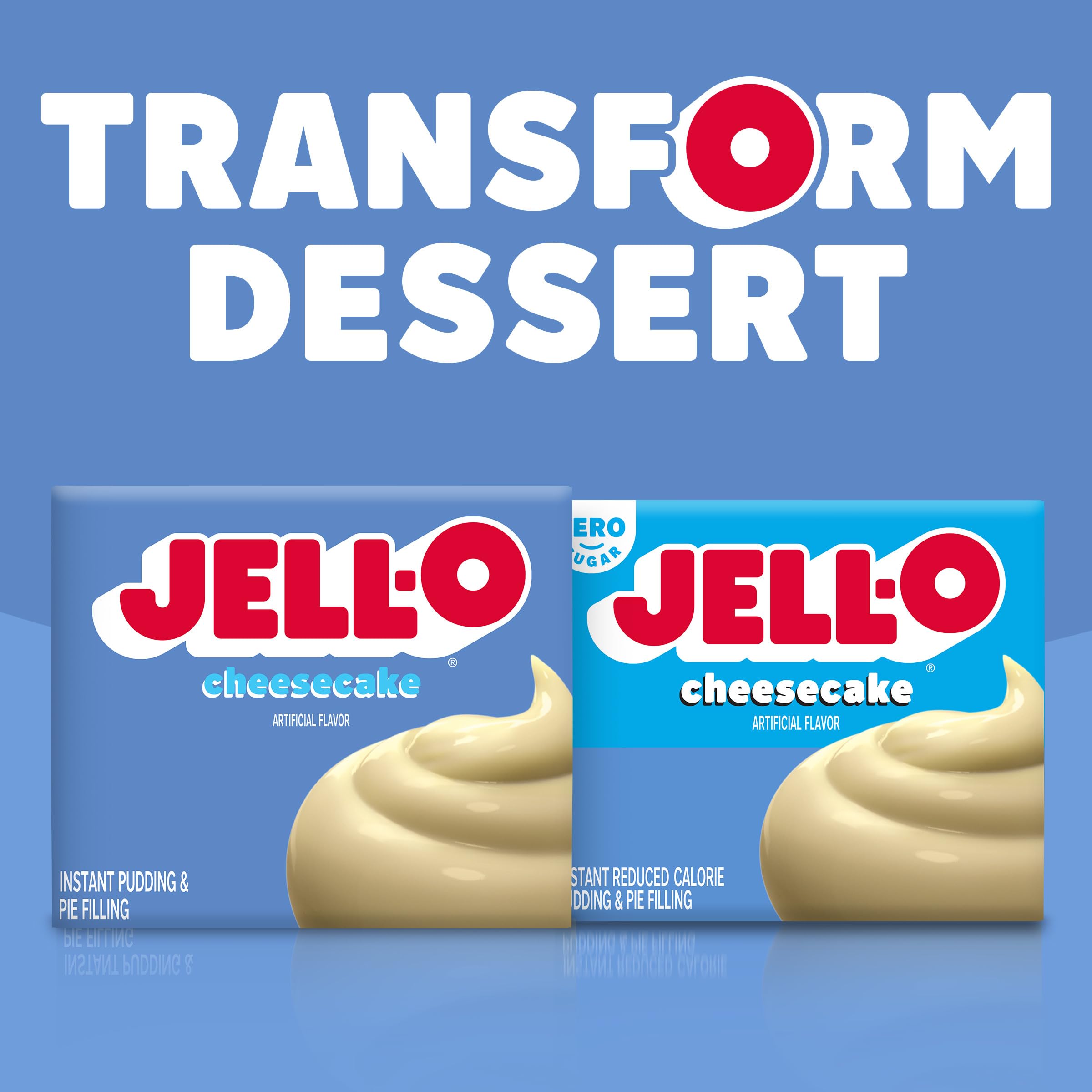 Jell-O Cheesecake pudding using poke cake idea, offering dessert versatility.