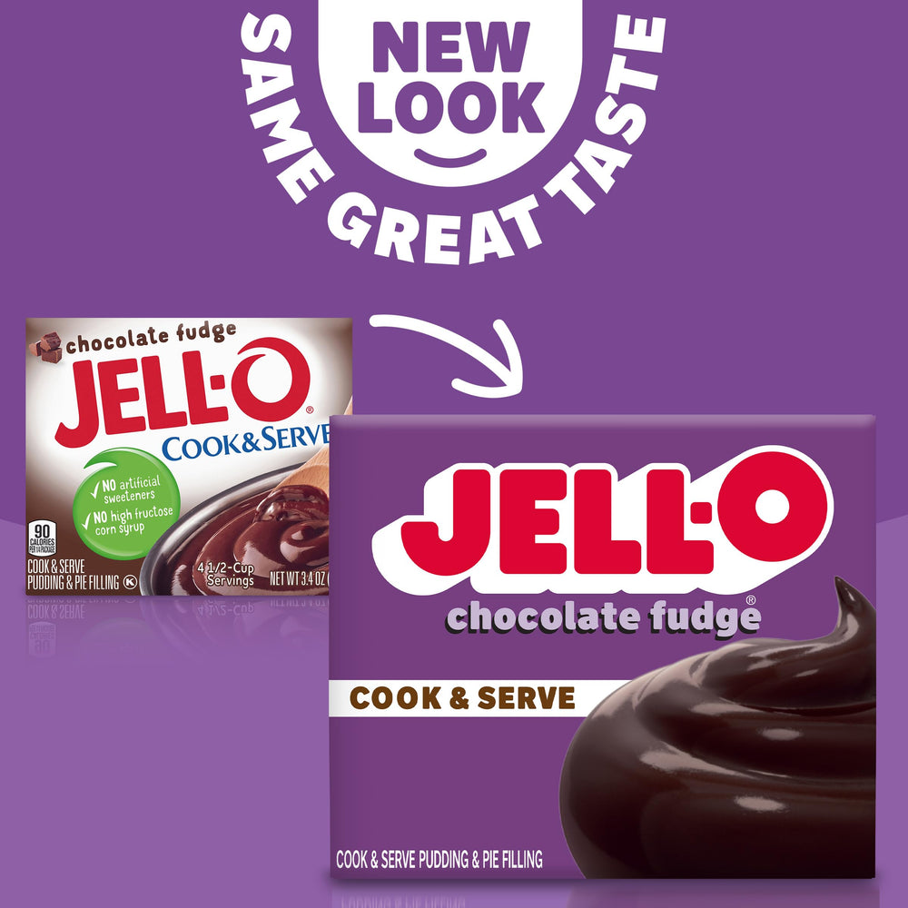 Jell-O chocolate fudge pudding used as rich pie filling for chocolaty pies.