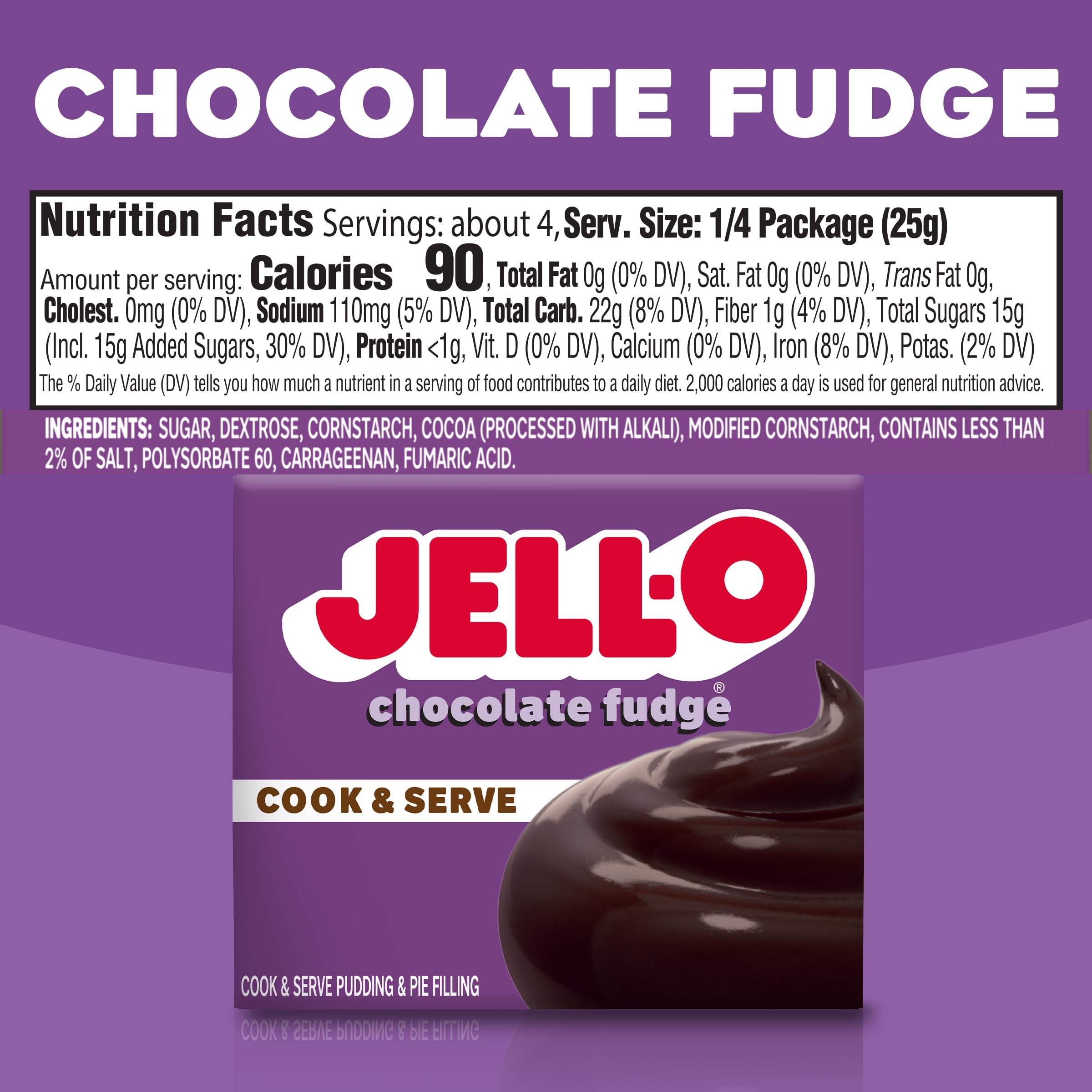 Jell-O pudding with milk creates a creamy chocolate treat in minutes.