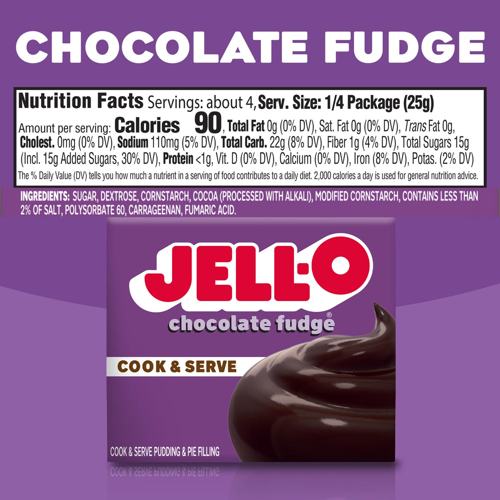 Jell-O pudding with milk creates a creamy chocolate treat in minutes.