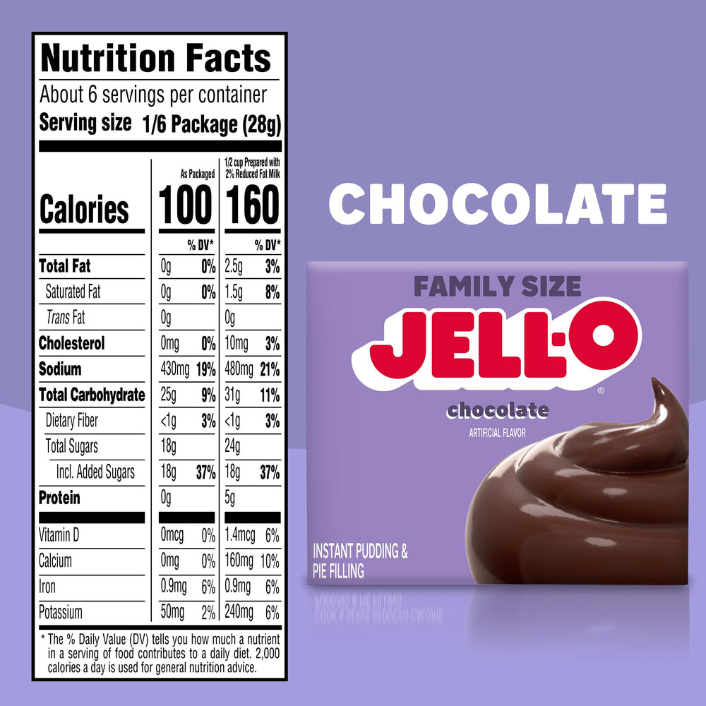 A serving of Jell-O chocolate pudding on a plate with a glossy finish.