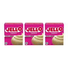 Jell-O Cook and Serve Tapioca Pudding Box Front; convenient 3 oz pack for quick dessert prep