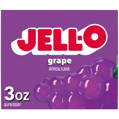 Jell-O Grape Gelatin Dessert Mix box ready for a quick family snack