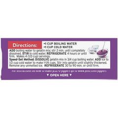 Two-pack Jell-O grape gelatin offers convenient snack options.
