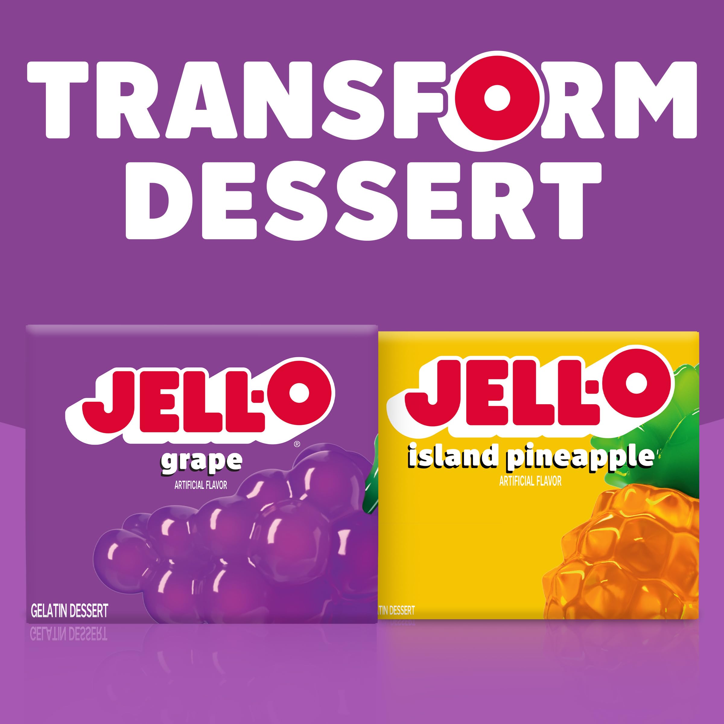 Jell-O Grape Gelatin used as poke cake flavor layer