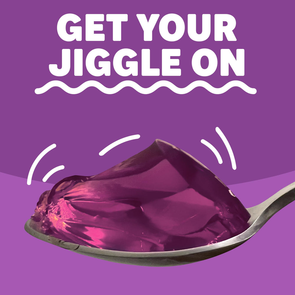 Jell-O Grape Gelatin dessert cup positioned for serving