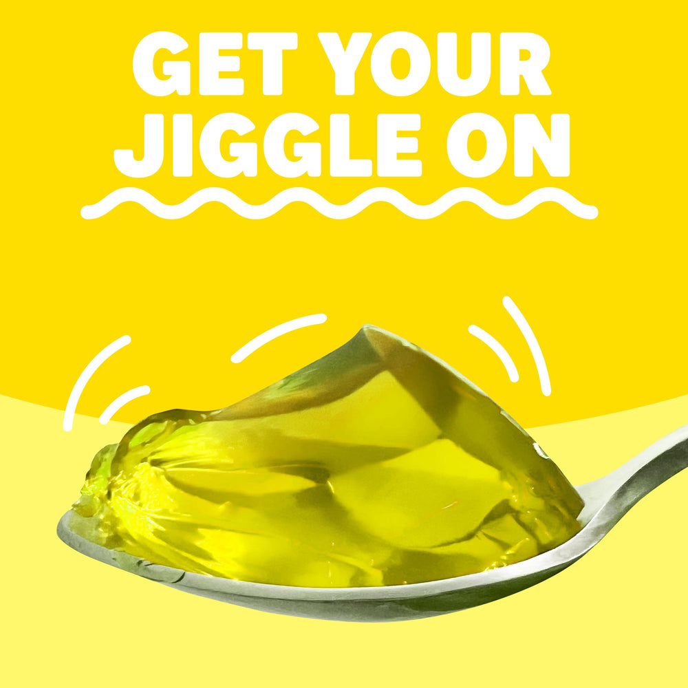 Box yields four servings of Jell-O Lemon Gelatin