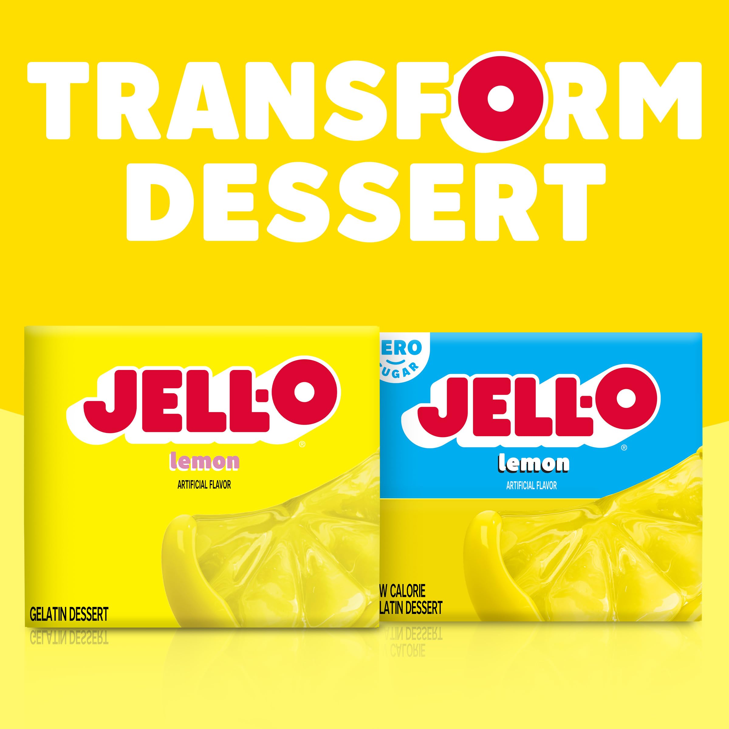 Bright yellow color of lemon gelatin ready to serve