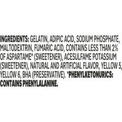Jell-O Lemon Zero Sugar pouch close-up highlights convenient 0.3 oz single-use pack for easy snacking