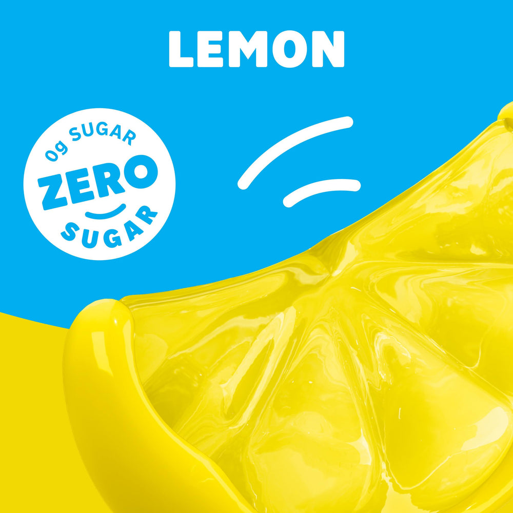 Jell-O Lemon Zero Sugar gelatin mixes with cold water and chills into a light, jiggly lemon treat