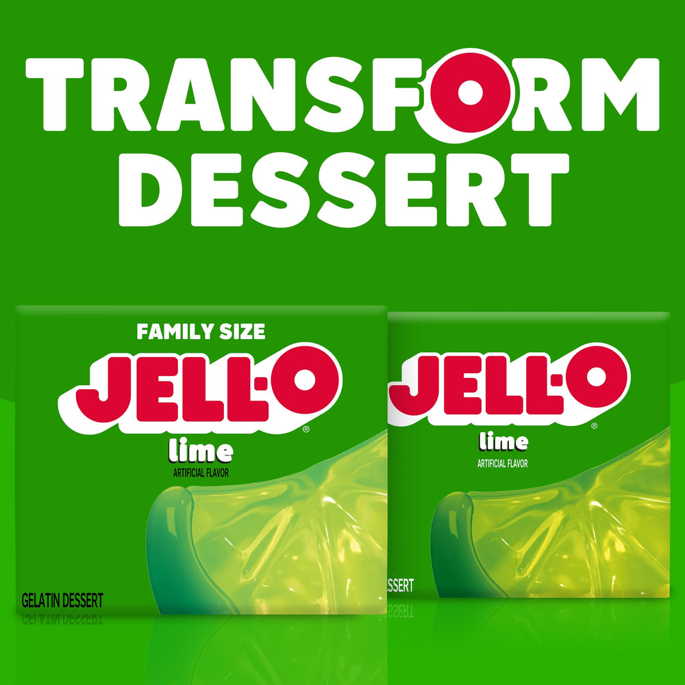 Jell-O Lime Gelatin used as poke cake layer for desserts