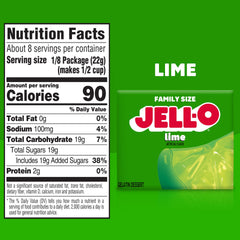 Jell-O Lime Gelatin powder being poured into a bowl for dissolving