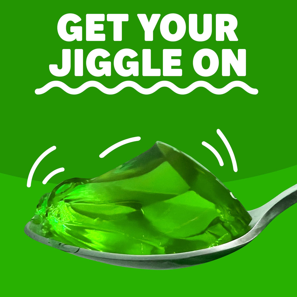 Finished Jell-O Lime Gelatin in a serving dish with vibrant jiggle
