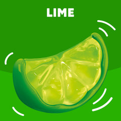 Stirring lime gelatin until completely dissolved for a smooth texture