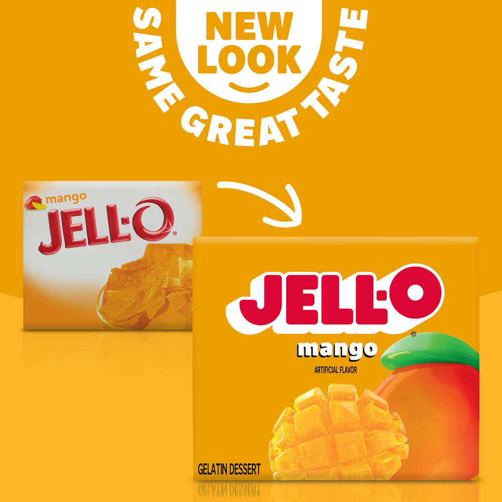 Jell-O Mango gelatin used as a versatile dessert ingredient.