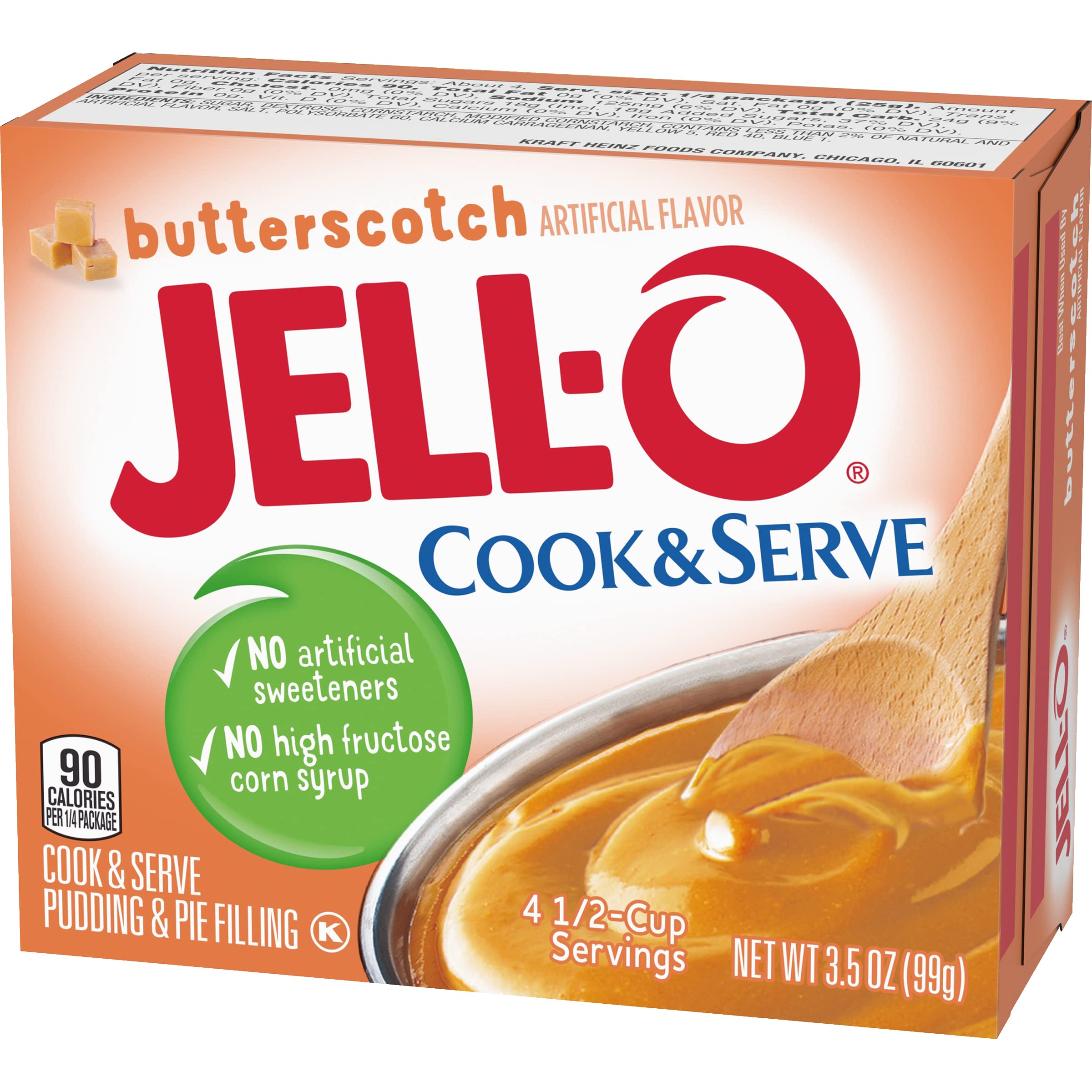 Jell-O pie filling being poured into a pie crust.