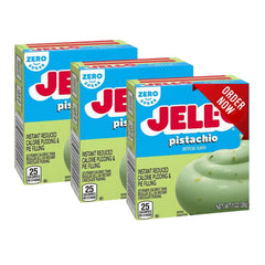 Jell-O Pistachio Zero Sugar Pudding Pack of 3 - creamy, low-calorie dessert mix