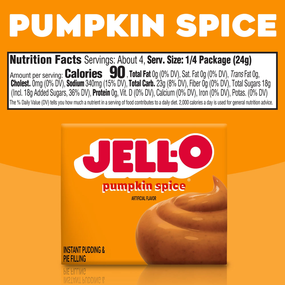 Box of Jell-O Pumpkin Spice pudding ready in five minutes