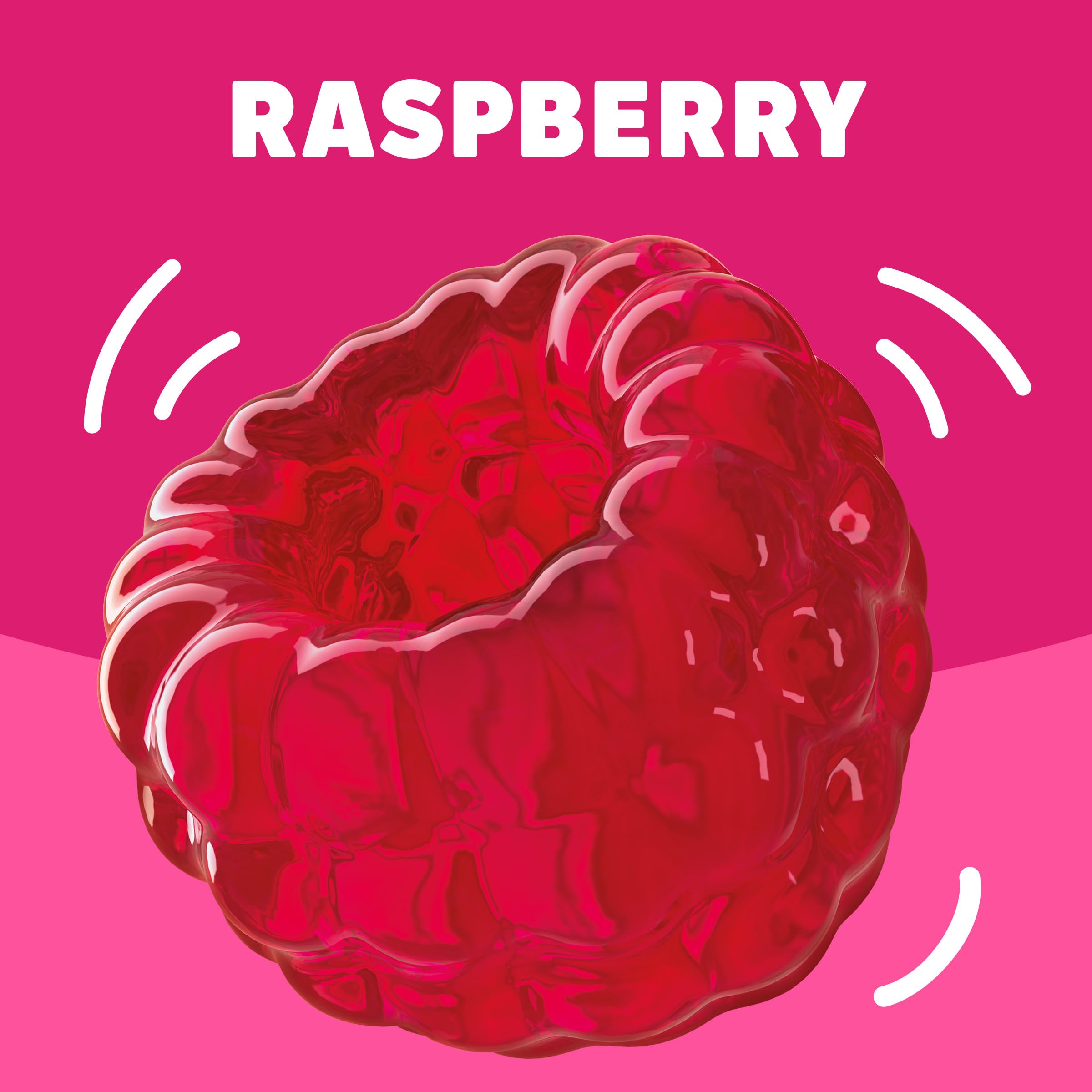 Cold water added to Jell-O Raspberry Gelatin for chilling.